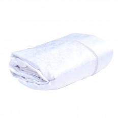 Скатерть Kinli белая с бортами и кисточками