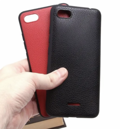 Чехол под кожу для Xiaomi Redmi 6A, черный - image 1