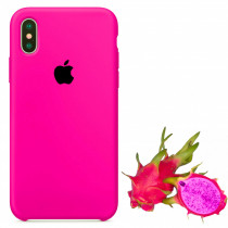Чехол Silicone Case для iPhone X/XS, неоново розовый - image 1