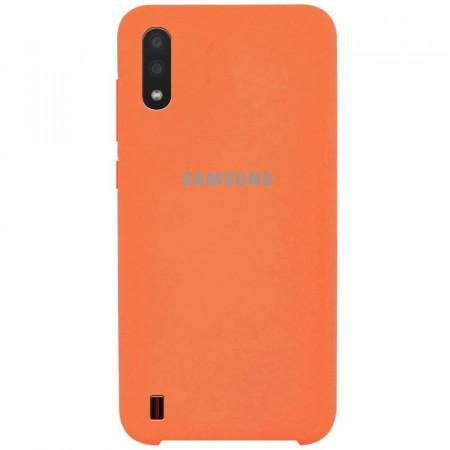 Чехол Silicone cover для Samsung Galaxy A01, оранжевый - image 1