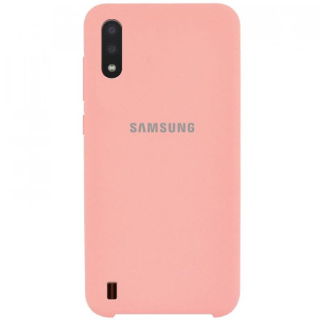 Чехол Silicone cover для Samsung Galaxy A01, розовый - image 1