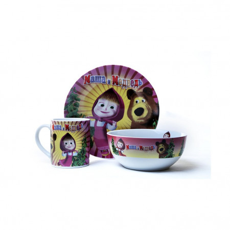Набор детской посуды Маша и Медведь 3 предмета - image 1