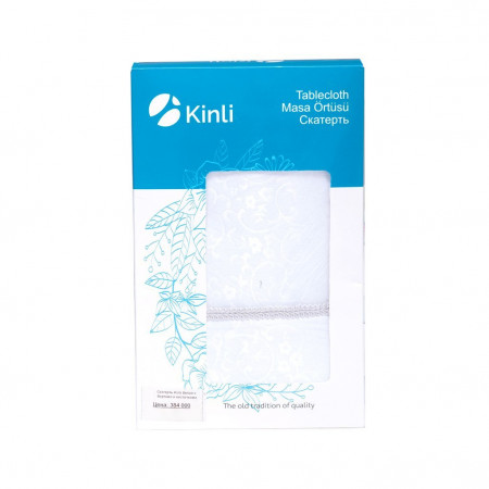Скатерть Kinli белая с бортами и кисточками - image 4