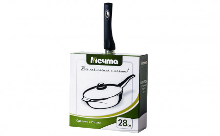 Сковорода Мечта 28см Гранит (со съёмной ручкой и стек. крышкой) С028806 - image 1