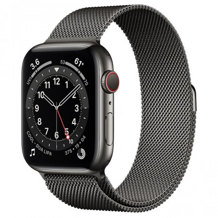 Смарт часы Apple Watch Series 6 GPS + 4G 44mm Stainless Steel Case with Milanese Loop (Black) - image 1