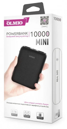 Внешний аккумулятор OLMIO 2.1A 10000mAh черный 039109 - image 1