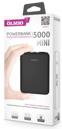 Внешний аккумулятор OLMIO 2.1A 5000mAh черный 039034 - image 1