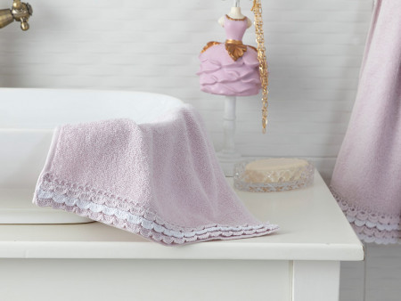 ВОЛНОВЫЕ ПОЛОТЕНЦА ВЯЗАНЫЕ НА 1 КРЮЧКЕ 30Х45 СМ СВЕТЛО-Сирень - image 1